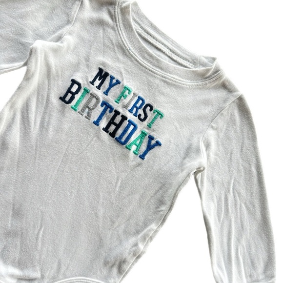 Carter’s My First Birthday Boys Long Sleeve Onesie 18M - Picture 2 of 5